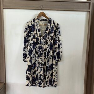 Diane Von Furstenberg Blue and Cream Floral Mini Dress